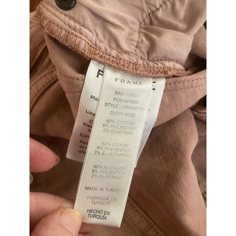 FRAME Le High Skinny White Raw-Hem Edge Jeans Size 26, dusty rose, Tiny Pen Mark - Picture 4 of 14